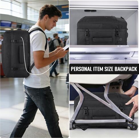HILOMON Black Travel Backpack for Men Women, TSA Approved Personal Item Size 18x14x8 Under Seat Backpack for Airplanes 15.6inch Laptop 30L Luggage Carry On Bag in Saudi Arabia