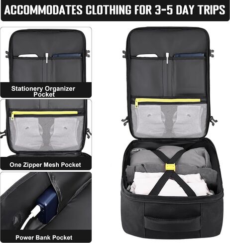 HILOMON Black Travel Backpack for Men Women, TSA Approved Personal Item Size 18x14x8 Under Seat Backpack for Airplanes 15.6inch Laptop 30L Luggage Carry On Bag in Saudi Arabia