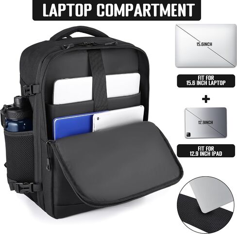 HILOMON Black Travel Backpack for Men Women, TSA Approved Personal Item Size 18x14x8 Under Seat Backpack for Airplanes 15.6inch Laptop 30L Luggage Carry On Bag in Saudi Arabia