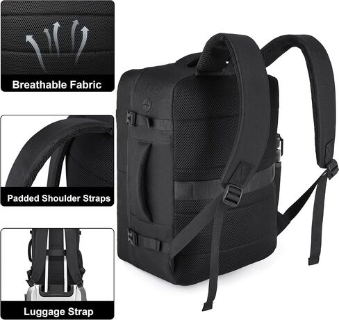HILOMON Black Travel Backpack for Men Women, TSA Approved Personal Item Size 18x14x8 Under Seat Backpack for Airplanes 15.6inch Laptop 30L Luggage Carry On Bag in Saudi Arabia