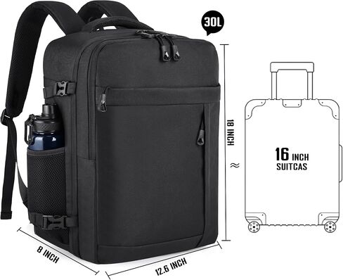 HILOMON Black Travel Backpack for Men Women, TSA Approved Personal Item Size 18x14x8 Under Seat Backpack for Airplanes 15.6inch Laptop 30L Luggage Carry On Bag in Saudi Arabia