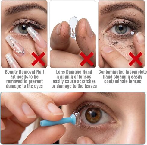 6Pcs Contact Lens Remover Tool Hard Contact Lens Plunger Eye Plungers for Hard Contacts Scleral Lenses Removal Suction Cup Tool (Blue) in Kuwait