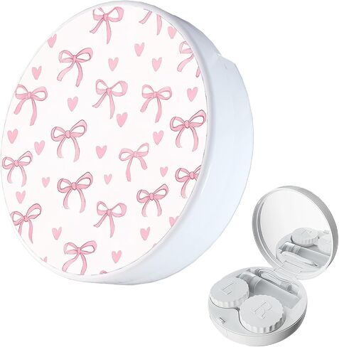 LRITER Contact Lens Case, Travel Contact Case, Cute Contact lens Dispenser with Mirror, Compact and Portable,Engineered for Daily, Travel (Contact Lens Case-Bowknot B) in Saudi Arabia