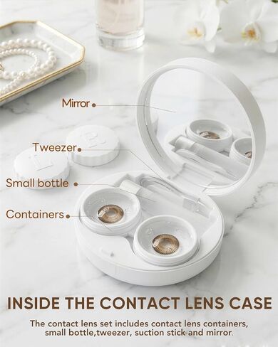 LRITER Contact Lens Case, Travel Contact Case, Cute Contact lens Dispenser with Mirror, Compact and Portable,Engineered for Daily, Travel (Contact Lens Case-Bowknot B) in Saudi Arabia