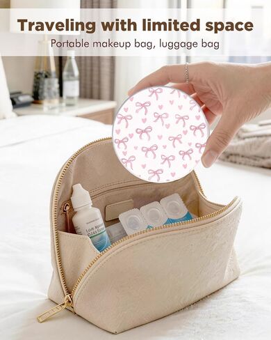 LRITER Contact Lens Case, Travel Contact Case, Cute Contact lens Dispenser with Mirror, Compact and Portable,Engineered for Daily, Travel (Contact Lens Case-Bowknot B) in Saudi Arabia
