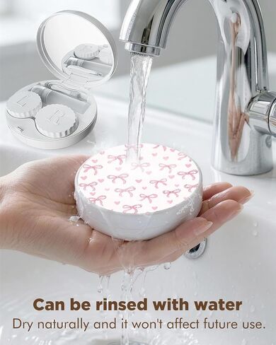 LRITER Contact Lens Case, Travel Contact Case, Cute Contact lens Dispenser with Mirror, Compact and Portable,Engineered for Daily, Travel (Contact Lens Case-Bowknot B) in Saudi Arabia