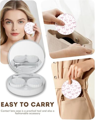 LRITER Contact Lens Case, Travel Contact Case, Cute Contact lens Dispenser with Mirror, Compact and Portable,Engineered for Daily, Travel (Contact Lens Case-Bowknot B) in Saudi Arabia