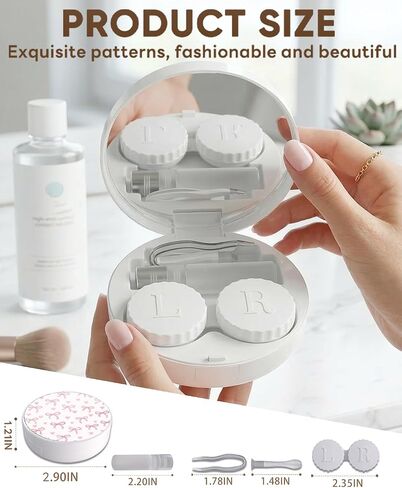 LRITER Contact Lens Case, Travel Contact Case, Cute Contact lens Dispenser with Mirror, Compact and Portable,Engineered for Daily, Travel (Contact Lens Case-Bowknot B) in Saudi Arabia