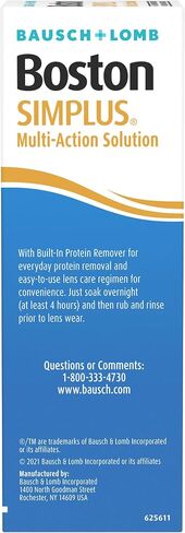 Boston Simplus Multi-Action 2-in-1 Solution 3.5 fl oz + Boston Rewetting Drops 0.33 fl oz – RGP Lens Kit for Overnight Cleaning & Daytime Comfort – Cleans, Conditions, Refreshes & Rewets in Saudi Arabia