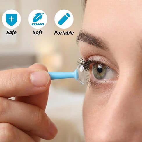 10 Pcs Hard Contact Lens Remover Tool Blue Scleral Lenses Hard Eye Contact Remover with Storage Box, Contact Plunger Suction Cup Lens Inserter Tools for Hard/RGP Lenses in Kuwait