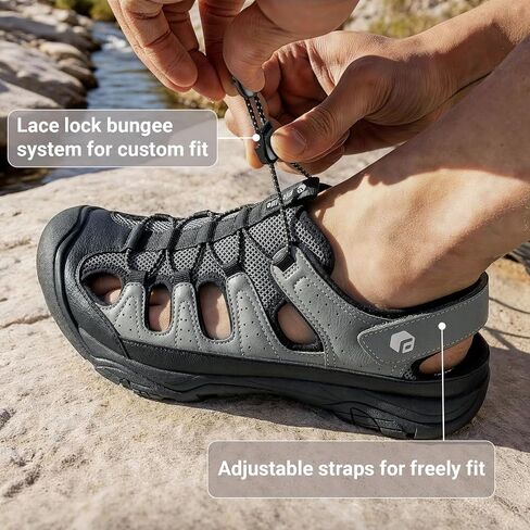 FitVille Wide Mens Sandals, Men’s Orthopedic Shoes Closed Toe Trekking Hiking Sport Sandals with Adjustable Straps, with Arch Support for Plantar Fasciitis, Flat Feet in Saudi Arabia