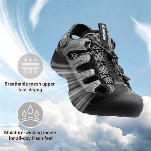 FitVille Wide Mens Sandals, Men’s Orthopedic Shoes Closed Toe Trekking Hiking Sport Sandals with Adjustable Straps, with Arch Support for Plantar Fasciitis, Flat Feet in Saudi Arabia