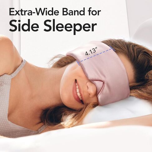 LitBear Silk Sleep Mask for Women, Adjustable 100% Mulberry Silk Sleeping Eye Mask for Side Sleeper, Total Blackout Eye Cover for All Night Sleep, Travel, Office, or Napping (Pink) in Saudi Arabia