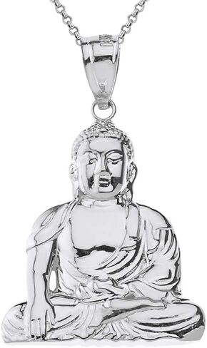 Claddagh Gold Fashion 925 Sterling Silver Buddhism Buddhist Meditation Zen Buddha Pendant Necklace, 1.63" in Kuwait