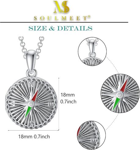 SOULMEET Compass Locket Necklace that Holds 2 Pictures Sterling Silver Graduation Gifts Round Shape Nautical Photo Lockets Pendant for Naval Students in Kuwait