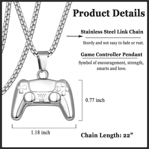 Gamer Gifts for Teen Boy Game Controller Necklace for Boy Men Birthday Christmas Graduation Stuff Gaming Jewelry in Saudi Arabia
