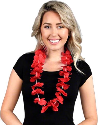 blinkee Satin Hawaiian Flower Lei Necklace with Red Accents - Hawaii Department in Kuwait