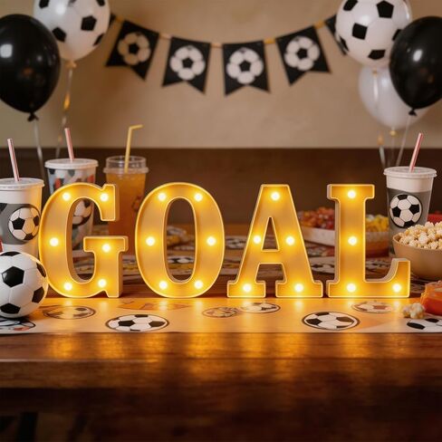 Goal Letter Sign LED Lights Battery Powered, 2026 World Soccer Decorations, Light Up Table Decor Hanging Cup Party Decorations Indoor Outdoor in Saudi Arabia