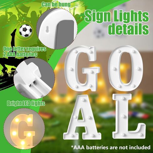 Goal Letter Sign LED Lights Battery Powered, 2026 World Soccer Decorations, Light Up Table Decor Hanging Cup Party Decorations Indoor Outdoor in Saudi Arabia
