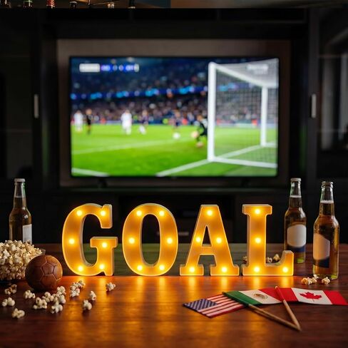 Goal Letter Sign LED Lights Battery Powered, 2026 World Soccer Decorations, Light Up Table Decor Hanging Cup Party Decorations Indoor Outdoor in Saudi Arabia