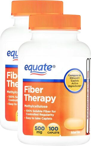 KP+ Equate Fiber Therapy Caplets with Methylcellulose 500 mg | 100 Caplets | Soluble Methylcellulose for Digestive Regularity | Gentle, Non-Stimulant Laxative | Pack of 1 in Saudi Arabia