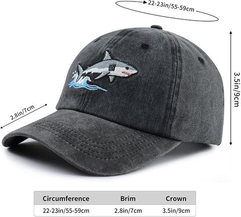 Shark Hat for Men Women, Funny Adjustable Cotton Embroidered Shark Lovers Baseball Cap in Kuwait
