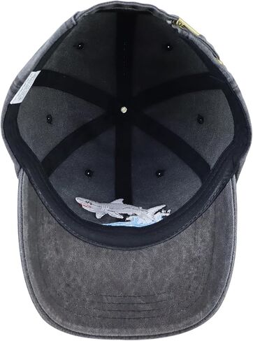 Shark Hat for Men Women, Funny Adjustable Cotton Embroidered Shark Lovers Baseball Cap in Kuwait