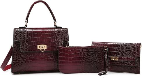 Makukke 3Pcs Top Handle Purse Set for Women, PU Leather Satchel with Adjustable Crossbody Strap, Shoulder Bag for Work,Travel in Saudi Arabia