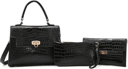 Makukke 3Pcs Top Handle Purse Set for Women, PU Leather Satchel with Adjustable Crossbody Strap, Shoulder Bag for Work,Travel in Saudi Arabia