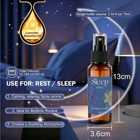 SCENTORINI Sleep Spray, 10.14 oz Calming Lavender Spray for Sleep, Lavender Essential Oil, 4 Pack Relaxing Aromatherapy Pillow Mist for Bedding Fabric, Room Spray Air Freshener in Saudi Arabia