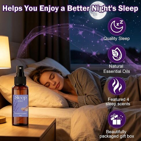 SCENTORINI Sleep Spray, 10.14 oz Calming Lavender Spray for Sleep, Lavender Essential Oil, 4 Pack Relaxing Aromatherapy Pillow Mist for Bedding Fabric, Room Spray Air Freshener in Saudi Arabia