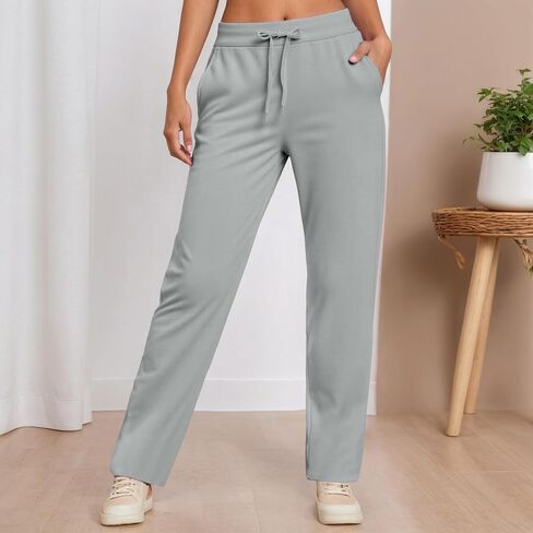 Womens Straight Leg Sweatpants 2026 Baggy Casual Wide Leg Sweat Pant Fleece Lined Athletic Workout Lounge Pants in Saudi Arabia