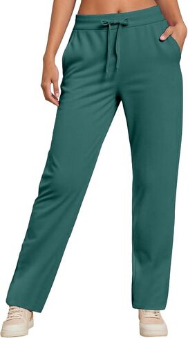 Womens Straight Leg Sweatpants 2026 Baggy Casual Wide Leg Sweat Pant Fleece Lined Athletic Workout Lounge Pants in Saudi Arabia