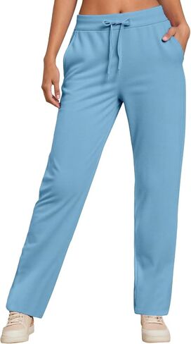 Womens Straight Leg Sweatpants 2026 Baggy Casual Wide Leg Sweat Pant Fleece Lined Athletic Workout Lounge Pants in Saudi Arabia