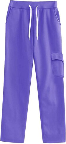 Womens Straight Leg Sweatpants 2026 Baggy Casual Wide Leg Sweat Pant Fleece Lined Athletic Workout Lounge Pants in Saudi Arabia