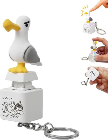 Seagull Mine Button Keychain Quacking Sound Clicker Rechargeable Portable Desk Gadget Funny Gifts for Adults, Funny Interactive Desk Stress Relief Toy Gifts for Adults (Seagull- 3 Pcs) in Kuwait