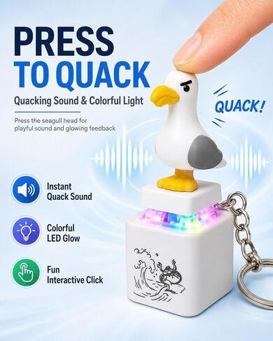 Seagull Mine Button Keychain Quacking Sound Clicker Rechargeable Portable Desk Gadget Funny Gifts for Adults, Funny Interactive Desk Stress Relief Toy Gifts for Adults (Seagull- 3 Pcs) in Kuwait