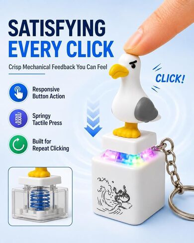 Seagull Mine Button Keychain Quacking Sound Clicker Rechargeable Portable Desk Gadget Funny Gifts for Adults, Funny Interactive Desk Stress Relief Toy Gifts for Adults (Seagull- 3 Pcs) in Kuwait