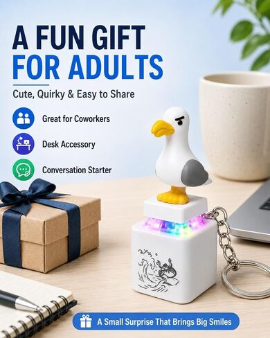 Seagull Mine Button Keychain Quacking Sound Clicker Rechargeable Portable Desk Gadget Funny Gifts for Adults, Funny Interactive Desk Stress Relief Toy Gifts for Adults (Seagull- 3 Pcs) in Kuwait