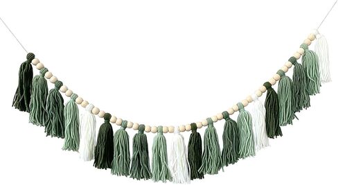 Green Classroom Decor Tassel Garland, Boho Wall Decor for Classroom Bulletin Board Decorations,Teacher Must Be Have, Nursery Tassel Banner, Kids Room, Baby Shower, Summer Party in Kuwait
