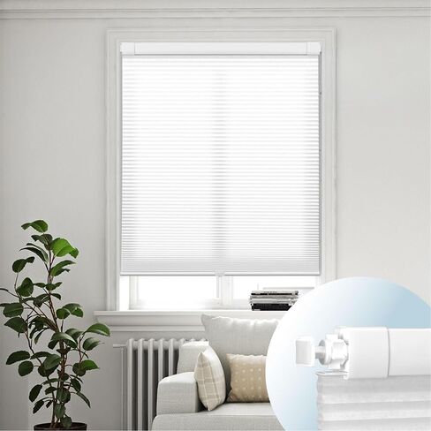 DEZ FURNISHINGS EZ Grip PRO No Tools No Drill Light Filtering 1" Cordless Cellular Shade, Easy Finger-Tighten Install, 32" W x 64" H, White in Kuwait