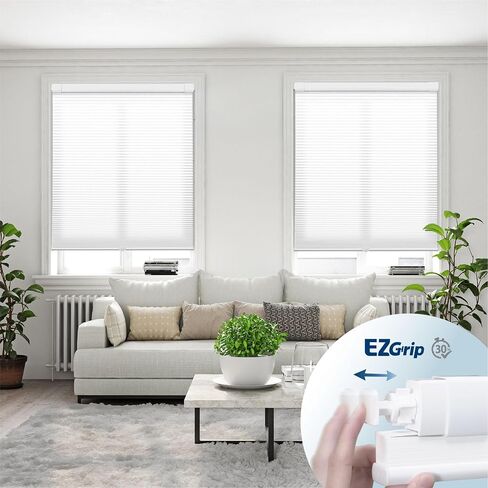 DEZ FURNISHINGS EZ Grip PRO No Tools No Drill Light Filtering 1" Cordless Cellular Shade, Easy Finger-Tighten Install, 32" W x 64" H, White in Kuwait