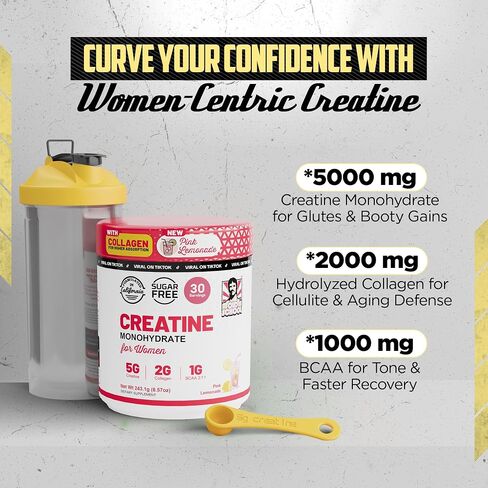 Old School Labs Creatine for Women–Post-Workout Supplement with 5000mg Creatine Monohydrate Powder, 2000mg Collagen & BCAA 2:1:1 for Strength Support & Recovery– Pink Lemonade - 8.57 Ounce (Pack of 1) in Saudi Arabia