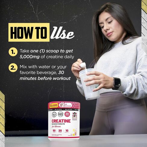 Old School Labs Creatine for Women–Post-Workout Supplement with 5000mg Creatine Monohydrate Powder, 2000mg Collagen & BCAA 2:1:1 for Strength Support & Recovery– Pink Lemonade - 8.57 Ounce (Pack of 1) in Saudi Arabia
