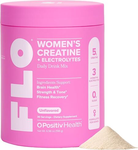 O Positiv FLO Women’s Creatine + Electrolytes Drink Mix – Daily Support for Women’s Strength & Tone, Fitness Recovery, and Brain Health – with Creatine Monohydrate and Electrolytes – 30 Servings in Saudi Arabia