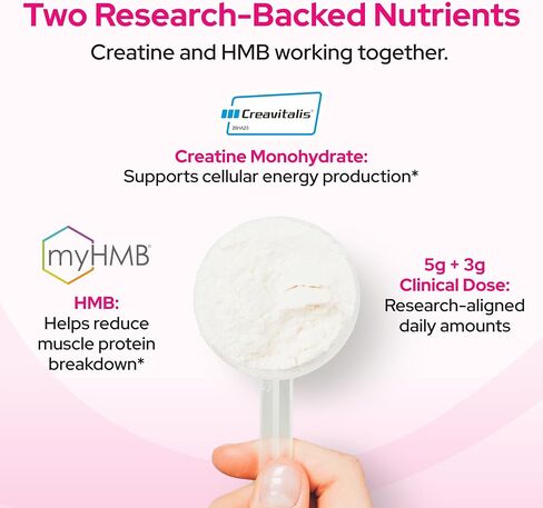 Creatine HMB Powder, 5g Creatine Monohydrate With 3g HMB, Creatvitalis And myHMB Formula, HMB Supplement for Men and Women Supporting Recovery, Endurance, Mobility and Muscles, Unflavored, 30 Servings in Saudi Arabia