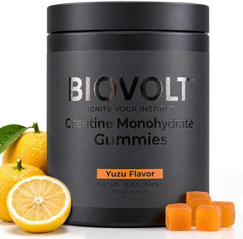 Creatine Monohydrate Gummies 5000mg for Men & Women - Sugar Free Pre Workout Creatine with AstraGin®, L-Taurine & B12, Supports Strength, Energy, Muscle Growth & Recovery, Yuzu Flavor, 120 Count in Kuwait