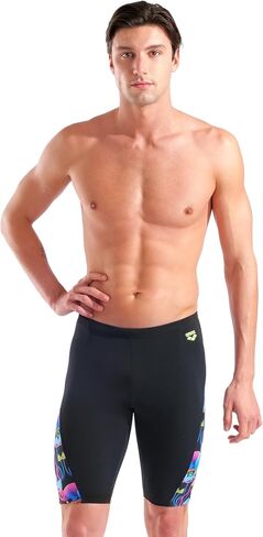 ARENA Performance Men's Multi Chameleons Swim Jammer MaxLife Athletic Practice Knee-Length Swimsuit Short Competitive Training Bathing Suit, Black/Multi Black, US Size 28 in Kuwait