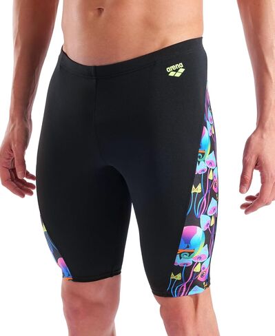 ARENA Performance Men's Multi Chameleons Swim Jammer MaxLife Athletic Practice Knee-Length Swimsuit Short Competitive Training Bathing Suit, Black/Multi Black, US Size 28 in Kuwait