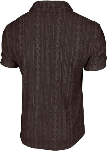 Men's Short Sleeve Button Shirts Jacquard Collar Solid Pullover Beach Casual Top Summer Lightweight Breathable T-Shirt in Kuwait